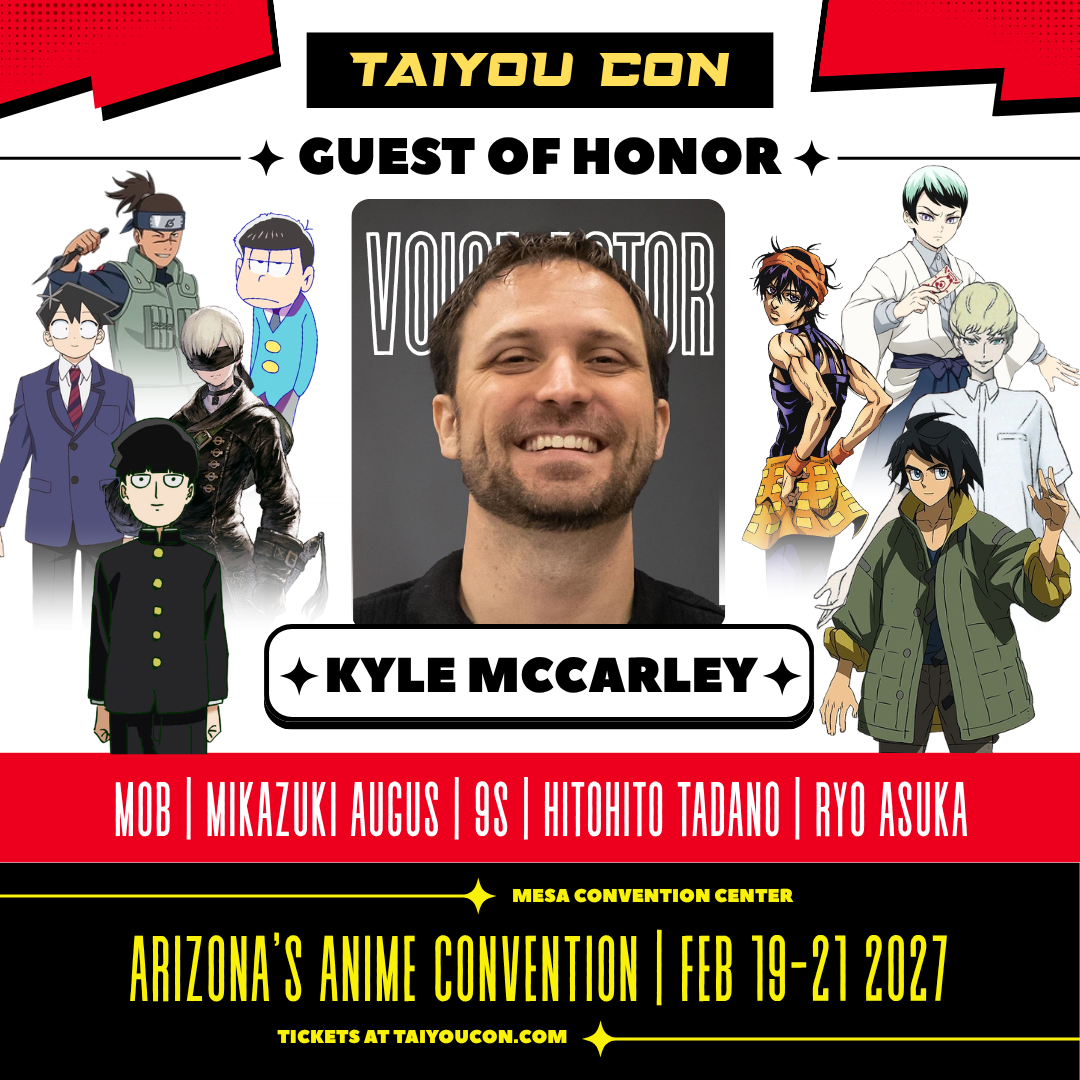 Kyle McCarley is a voice actor who voices Augus Mikazuki in Gundam Iron-Blooded Orphans, and Shigeo Kageyama in Mob Psycho 100.